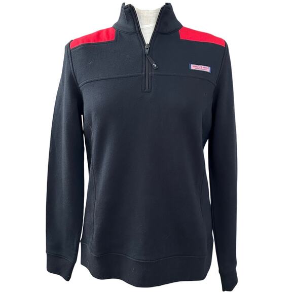 NWT Vineyard Vines Shep Shirt Quarter Zip S Black Red Pullover Classic Preppy - Picture 1 of 15